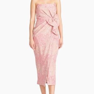 THEIA Kylah Strapless Bow Midi-Dress. Worn once, like new.